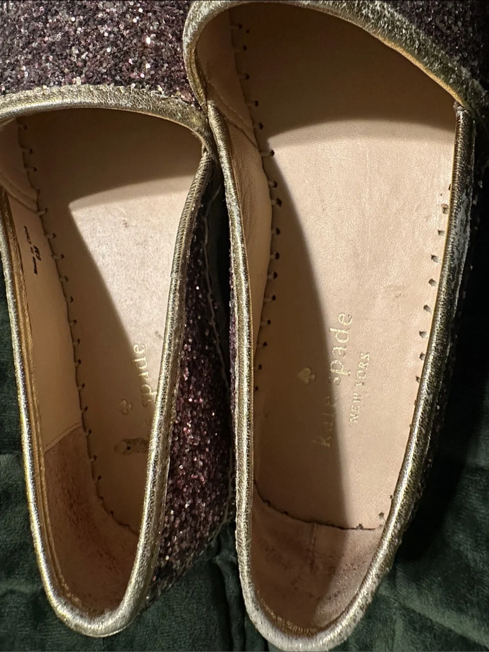 kate spade Glitter Pink Espadrille Flats with Gold Trim